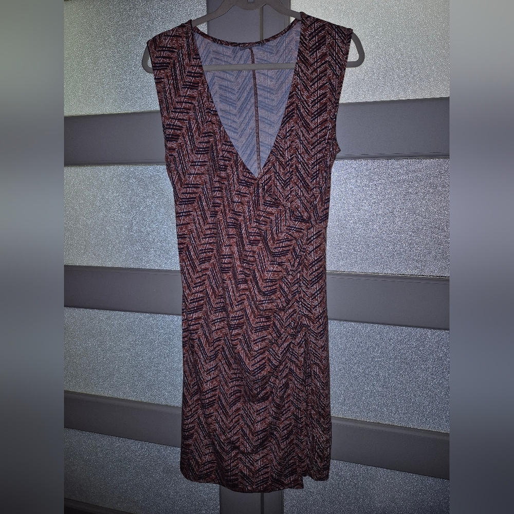 B. Young Red and Black Plunge Neck Wrap Look Midi Dress